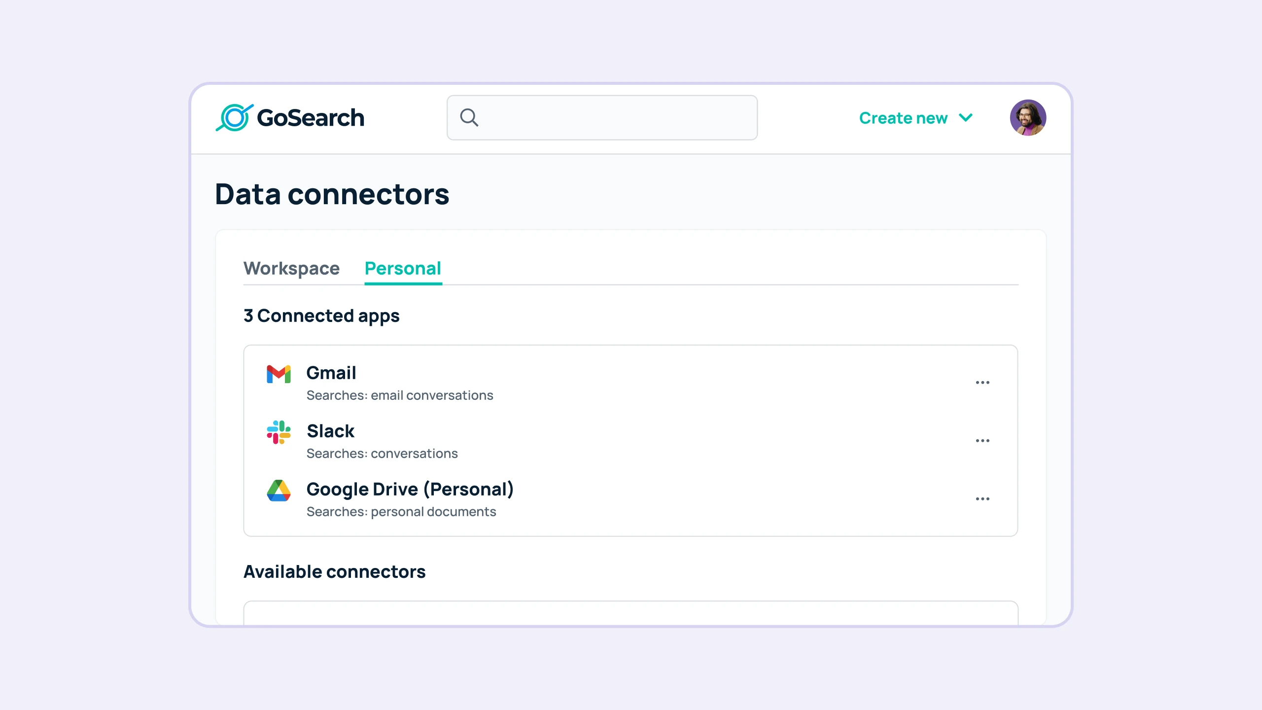 How to setup personal data connectors to search workplace information | GoSearch AI Enterprise Search